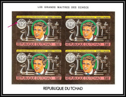 85909/ N°1029 Ba Echecs Chess Bobby Fischer Rotary 1982 Tchad OR Gold Bloc 4 ** MNH Overprint Non Dentelé Imperf - Tsjaad (1960-...)