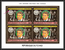 85908/ N°1029 Aa Echecs Chess Bobby Fischer Rotary 1982 Tchad OR Gold Stamps ** MNH Overprint BLOC 4 - Tschad (1960-...)