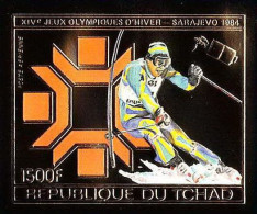 85904b/ N°161 B Ski Slalom Sarajevo 1984 Jeux Olympiques (olympic Games) Tchad OR Gold ** MNH Non Dentelé Imperf - Inverno1984: Sarajevo