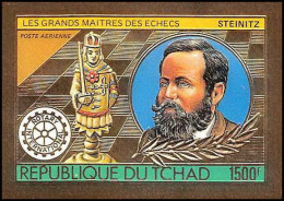 85918b/ N°142 B Echecs Chess Wilhelm Steinitz Rotary 1982 Tchad OR Gold Stamps ** MNH Non Dentelé Imperf - Tchad (1960-...)