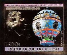 85879b/ N°170 B Arlandes Pilâtre De Rozier Ballon Ballon 1983 Tchad OR Gold Stamps ** MNH Non Dentelé Imperf - Chad (1960-...)