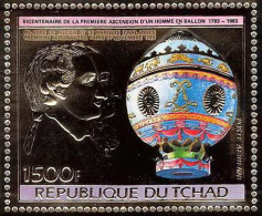 85878a/ N°170 A Arlandes Pilâtre De Rozier Ballon Ballon 1983 Tchad OR Gold Stamps ** MNH - Airships