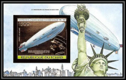 85876/ N°169 B Zeppelin Dirigeable Aircraft Hindenburg Ballon 1983 Tchad OR Gold ** MNH Non Dentelé Imperf Liberty - Zeppelins