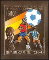 85873b/ N°88 B Football Soccer Coupe Monde ESPANA 1982 Tchad OR Gold Stamps ** MNH Non Dentelé Imperf - Tchad (1960-...)