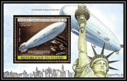 85877/ N°169 A Zeppelin Dirigeable Aircraft Hindenburg Ballon 1983 Tchad OR Gold ** MNH Statue De La Liberté Liberty - Zeppelin