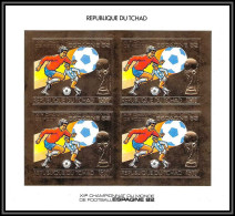 85869/ N°897 B Football Soccer Coupe Monde ESPANA 1982 Tchad OR Gold Stamps ** MNH BLOC 4 Non Dentelé Imperf - 1982 – Spain