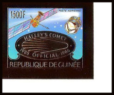 85856b/ N°1113 B Halley's Comet Comète Espace (space) Guinée Guinea OR Gold Stamps ** MNH Non Dentelé Imperf - Guinée (1958-...)