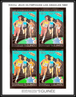 85846/ N°934 B LOS ANGELES 1984 Jeux Olympiques Olympic Games Guinée Guinea OR Gold ** MNH BLOC 4 Space Imperf - Guinée (1958-...)