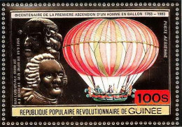 85840b/ N°943 A Ballon Frères Robert Baloon 1983 Guinée Guinea OR Gold Stamps ** MNH Espace (space) - Fesselballons