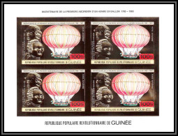 85841/ N°943 B Ballon Frères Robert Baloon 1983 Guinée Guinea OR Gold ** MNH Bloc 4 Non Dentelé Imperf Space - Montgolfières