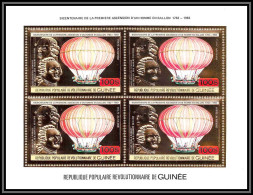 85840/ N°943 A Ballon Frères Robert Baloon 1983 Guinée Guinea OR Gold Stamps ** MNH Bloc 4 Espace (space) - Guinea (1958-...)