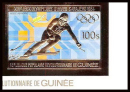85831b/ N°971 B Sarajevo SKI 1984 Jeux Olympiques Olympic Games Guinée Guinea OR Gold ** MNH Non Dentelé Imperf - Hiver 1984: Sarajevo