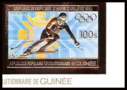 85831b/ N°971 B Sarajevo SKI 1984 Jeux Olympiques Olympic Games Guinée Guinea OR Gold ** MNH Non Dentelé Imperf - Guinée (1958-...)