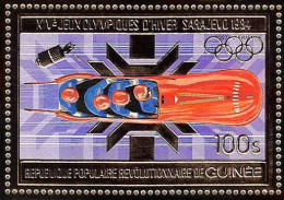 85828b/ N°79 A Bobsleigh Sarajevo SKI 1984 Jeux Olympiques Olympic Games Guinée Guinea OR Gold Stamps ** MNH - Guinée (1958-...)