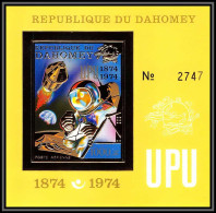 85797/ N°42 B UPU Apollo Espace (space) Dahomey OR Gold Stamps ** MNH RRR Non Dentelé Imperf - Africa