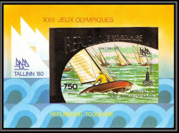 85749b N°158 B Voile Sailing Moscou 1980 Jeux Olympiques Olympic Games Togo OR Gold Tallinn ** MNH Non Dentelé Imperf - Togo (1960-...)
