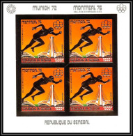 85747 N°604 B Sprint Montreal 1976 Jeux Olympiques Olympic Games Sénégal OR Gold Stamps ** MNH Bloc 4 Non Dentelé Imperf - Sénégal (1960-...)