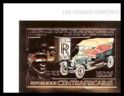 86047b/ N°950 B Rolls Royce Voiture (Cars) Centrafrique Centrafricaine OR Gold ** MNH Non Dentelé Imperf  - Centraal-Afrikaanse Republiek