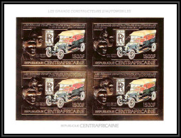 86047/ N°950 B Rolls Royce Voiture (Cars) Centrafrique Centrafricaine OR Gold ** MNH Non Dentelé Imperf BLOC 4 Cote 100 - Cars