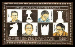 86033b/ N°220 A Grands Maitres Echecs Chess Larsen Reti Petrossian Mecking Centrafricaine OR Gold ** MNH - Schach