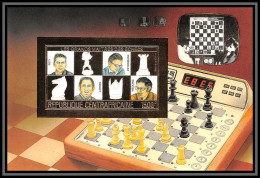 86032 N°220 B Grands Maitres Echecs Chess Larsen Petrossian Mecking Centrafricaine OR Gold ** MNH Non Dentelé Imperf - Chess