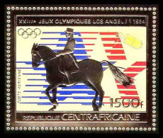 86028b/ N°255 A Dressage HORSE Jeux Olympiques Olympic Games Los Angeles 1984 Centrafricaine OR Gold Stamps ** MNH - Sommer 1984: Los Angeles