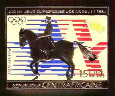 86029b N°255 B Dressage Jeux Olympiques Olympic Games Los Angeles 1984 Centrafricaine OR Gold ** MNH Non Dentelé Imperf - Centrafricaine (République)