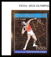 86024b Shot Put N°968 B Jeux Olympiques Olympic Games Los Angeles 1984 Centrafricaine OR Gold MNH Non Dentelé Imperf - Central African Republic