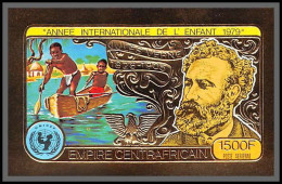 86020b/ N°57 B Jules Verne Espace (space) Baloon Child Year 1979 Centrafricaine OR Gold ** MNH Non Dentelé Imperf - Centrafricaine (République)