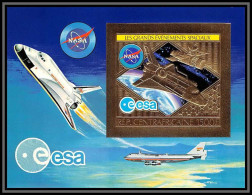 86018 N°79 B Espace Space NASA Boeing SHUTTLE NAVETTE Centrafrique Centrafricaine OR Gold ** MNH Non Dentelé Imperf - Centrafricaine (République)