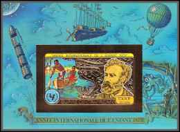 86020/ N°57 B Jules Verne Espace (space) Baloon Child Year 1979 Centrafricaine OR Gold ** MNH Non Dentelé Imperf - Central African Republic