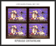 86010 N°1082 B Baden-Powell Scout Jamboree 1984 Centrafricaine OR Gold ** MNH Bloc 4 Non Dentelé Imperf Cote 160 - Unused Stamps