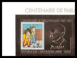 86005b/ N°748 B 1981 Picasso Tableau Painting Centrafricain OR Gold ** MNH Non Dentelé Imperf  - Centrafricaine (République)