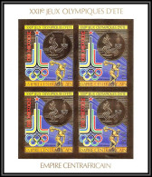 86001 N°622 B Moscou Jeux Olympiques Olympic Games 1980 Centrafricaine OR Gold ** MNH Bloc 4 Non Dentelé Imperf - Central African Republic