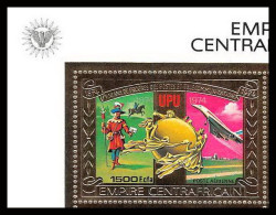 85996a/ N°547 A UPU Concorde Avion Plane Centrafrique Centrafricain OR Gold Stamps ** MNH  - Central African Republic