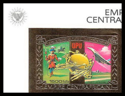 85995b/ N°547 B UPU Concorde Avion Plane Centrafrique Centrafricain OR Gold Stamps ** MNH Non Dentelé Imperf  - Central African Republic
