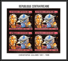 85989/ N°1201 B Christophe Colomb Christopher Columbus Centrafricaine OR Gold ** MNH Space Bloc 4 Non Dentelé Imperf - Central African Republic