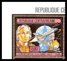 85988a/ N°1201 A Christophe Colomb Christopher Columbus Centrafricaine OR Gold ** MNH Espace Space Bloc 4 Discount - Centrafricaine (République)