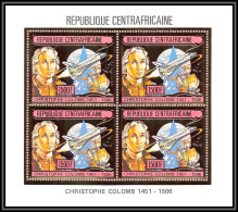 85988/ N°1201 A Christophe Colomb Christopher Columbus Centrafricaine OR Gold ** MNH Espace Space Bloc 4 Discount - Centrafricaine (République)