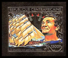 85983b/ N°152 B Tabarly Navigateur Sailor Centrafrique Centrafricaine OR Gold Stamps ** MNH Non Dentelé Imperf - Centrafricaine (République)