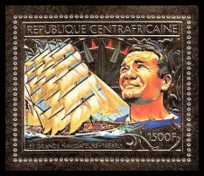 85984b/ N°152 A Tabarly Navigateur Sailor Centrafrique Centrafricaine OR Gold Stamps ** MNH  - Voile