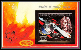 85971/ N°399 B 1986 Comète Halley's Comet Espace (space) Centrafrique Centrafricaine OR Gold ** MNH Non Dentelé Imperf - Centrafricaine (République)