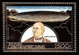 85968b/ N°264 A Zeppelin Ballon Ballon Bicentanaire 1783 / 1983 Espace Space Centrafricaine OR Gold ** MNH  - Zeppelins