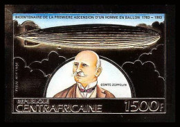 85967b/ N°264 B Zeppelin Ballon Ballon 1983 Espace Space Centrafricaine OR Gold ** MNH Non Dentelé Imperf - Zentralafrik. Republik