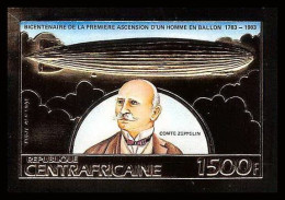 85967b/ N°264 B Zeppelin Ballon Ballon 1983 Espace Space Centrafricaine OR Gold ** MNH Non Dentelé Imperf - Zeppelins
