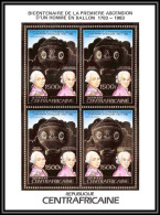 85966/ N°982 A Arlandes Pilâtre De Rozier Ballon Balloon 1983 Espace Space Centrafricaine OR Gold ** MNH Bloc 4 - Montgolfières