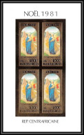 85954/ N°805 B Tableau (Painting) Noel Christmas Vierge 1981 Centrafricaine OR Gold ** MNH BLOC 4 Non Dentelé Imperf - Madonnen