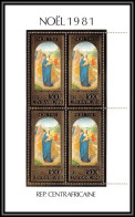 85953 N°805 A Tableau Painting Noel Christmas Vierge 1981 Centrafrique Centrafricaine OR Gold ** MNH Bloc 4 Discount - Central African Republic