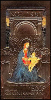 85951b N°162 B Tableau Painting Noel Christmas Vierge 1981 Centrafricaine OR Gold ** MNH Non Dentelé Imperf - Centrafricaine (République)