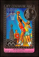 85949b/ N°89 B BASKET Moscou 1980 Jeux Olympiques Olympic Games Centrafricaine OR Gold ** MNH Non Dentelé Imperf - Central African Republic